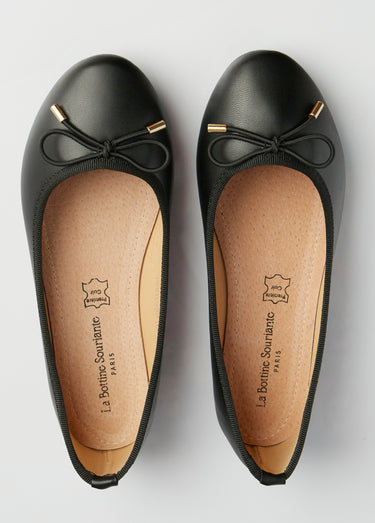Ballerines talon plat et petit noeud Noir