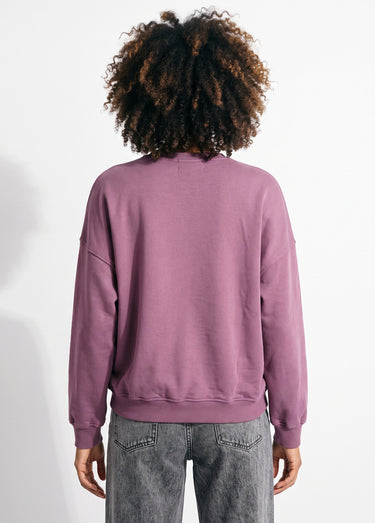 Sweat col rond, message Drama Queen Bordeaux/fuchsia