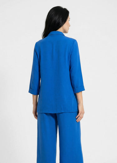 Veste col tailleur manches 3/4 Essentiel Bleu Vif