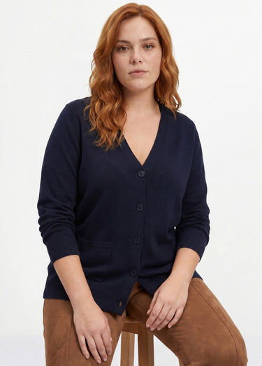Gilet boutonné maille épaisse Marine