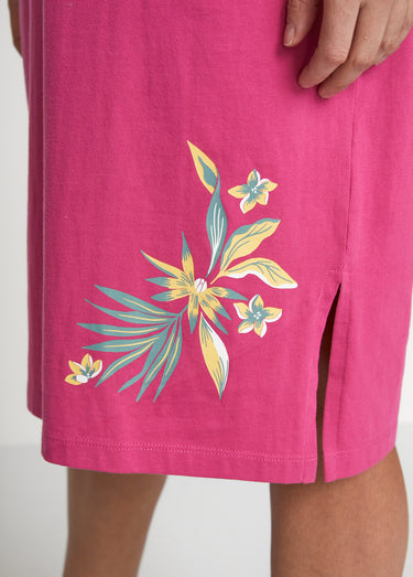 Robe de plage courte coton Fuchsia