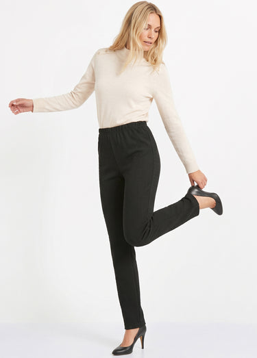 Legging droit ceinture élastiquée avec laine Uni Noir