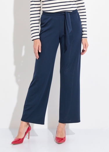 Pantalon fluide extensible à ceinturer Marine