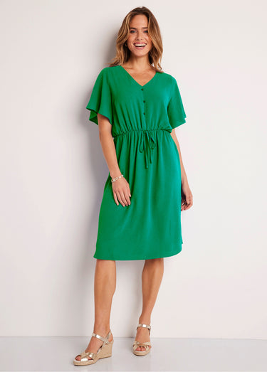 Robe courte évasée unie Vert