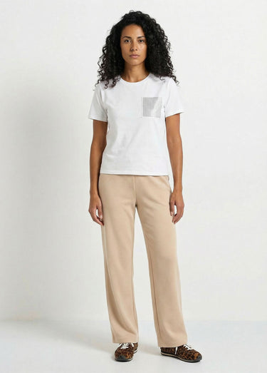 T-shirt boîte manches courtes strass Blanc