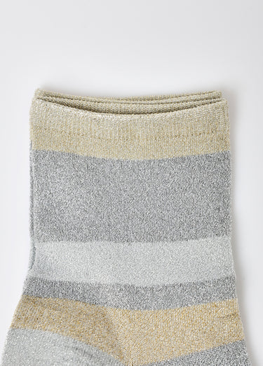 Chaussettes fil métallisé, motif lignes Gris