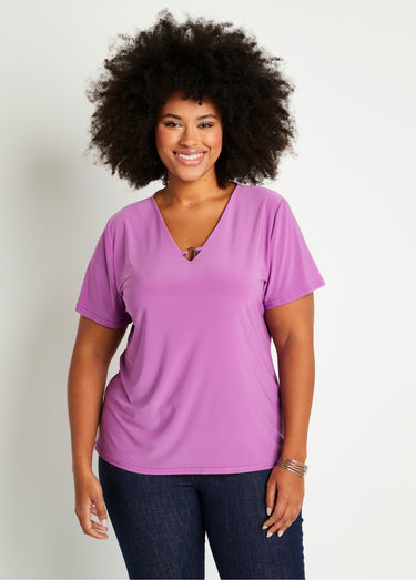 T-shirt manches courtes uni ou imprimé Uni Violet