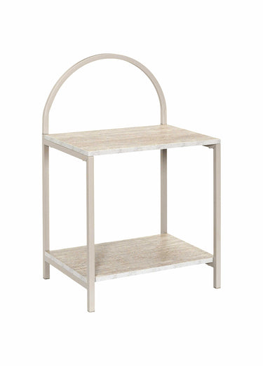 Table de chevet arche en métal clair Blanc/Beige