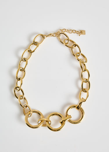 Collier maillons fantaisie, acier inox Dore