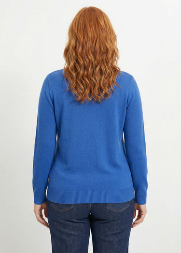 Pull doux col V manches longues Bleu