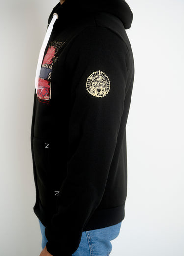 Sweat à capuche zippé poche kangourou Noir/Gris