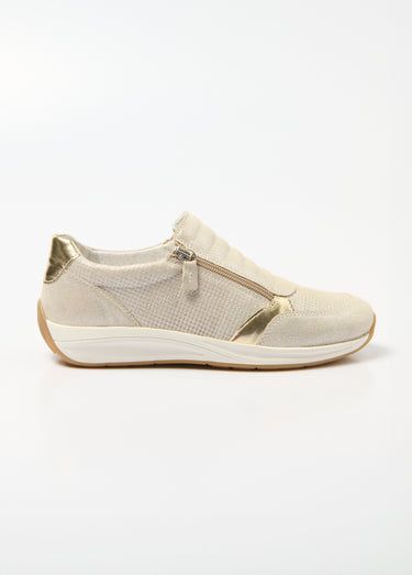 Baskets cuir zippées grande largeur Beige Irise