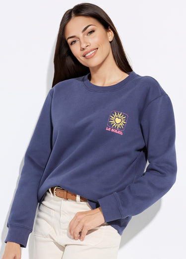 Sweat molletonné sérigraphie soleil Marine