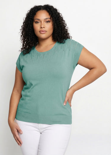 Pull maille scintillante manches kimono Aqua