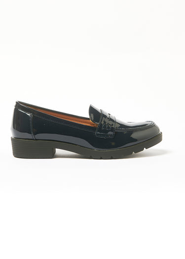 Mocassins vernis avec semelle crantée Marine