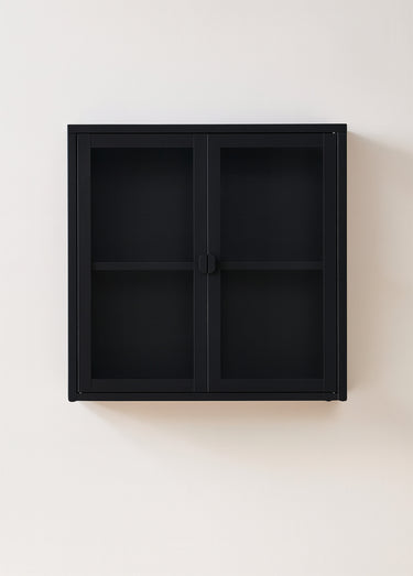 Etagère portes vitrées métal foncé à fixer Noir
