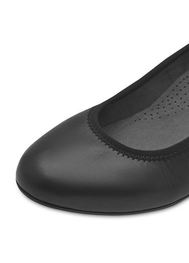 Escarpins cuir bout rond contour élastiqué Noir