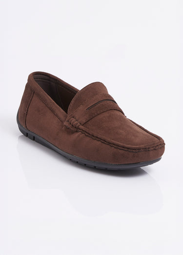 Mocassins suédine, semelle antidérapante Chocolat