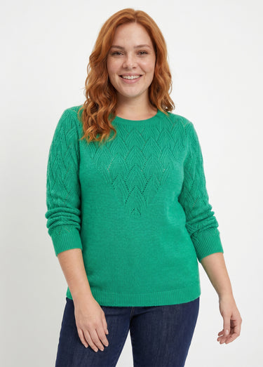 Pull doux uni col rond maille fantaisie Menthe