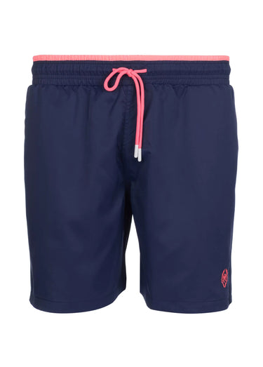 Short de bain uni, taille élastiquée Bleu Marine