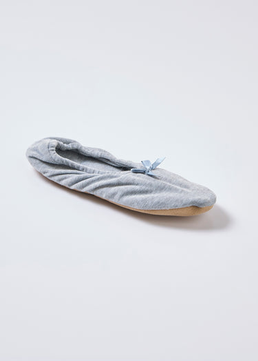 Chaussons ballerines en velours Gris
