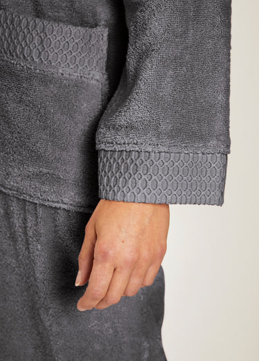 Peignoir éponge pur coton forme kimono Anthracite