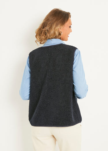 Veste sans manches tout douce en sherpa Marine