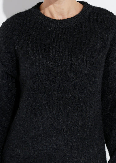 Robe pull courte en maille, col rond Noir