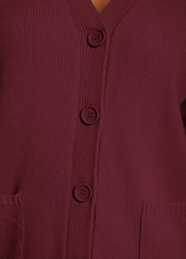 Gilet boutonné maille épaisse Prune