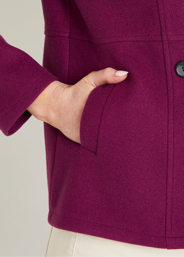 Manteau caban court double boutonnage Prune
