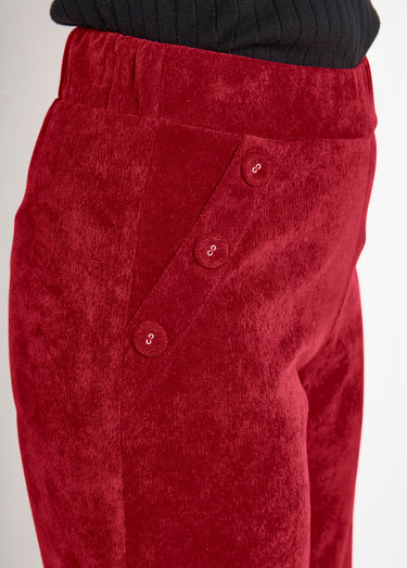 Pantalon large velours milleraies Cassis