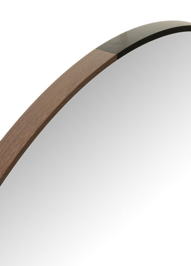 Grand miroir rond contour métal et bois Noir