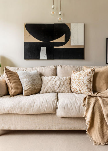 Coussin déco, motif en relief losanges Naturel