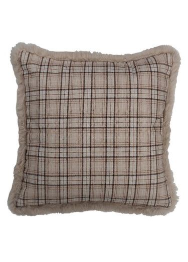 Coussin déco à carreaux avec franges Carreaux Gris