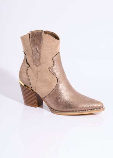 Boots western métallisées bout pointu Taupe