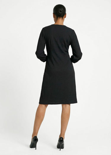 Robe portefeuille en maille gaufrée Noir