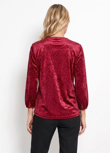 Tunique velours avec strass et col V Bordeaux