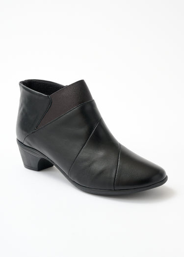 Bottines zippées en cuir, grande largeur Noir