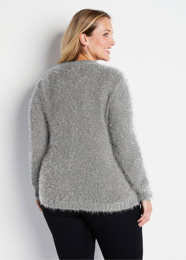 Pull maille douce effet poilu Argent