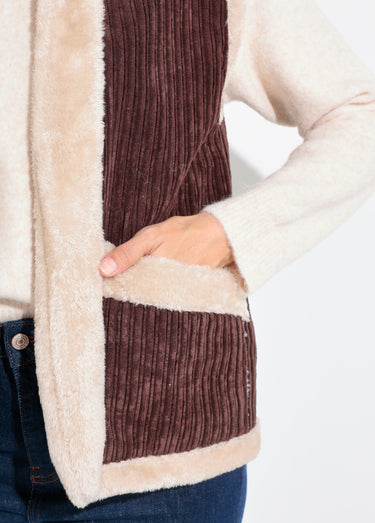 Veste sans manches velours et fourrure Marron