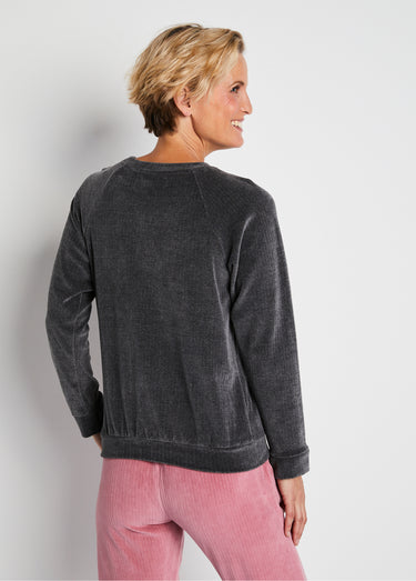 Haut de pyjama sweat en velours côtelé Gris Anthracite