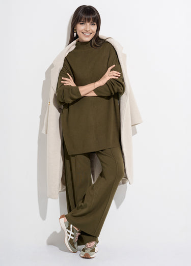 Ensemble en maille tunique + pantalon Kaki