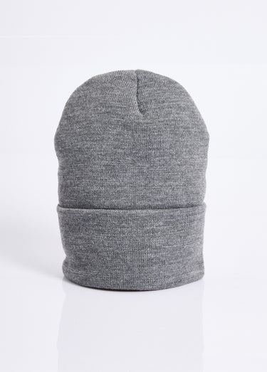 Bonnet en maille fines cotes à revers Gris