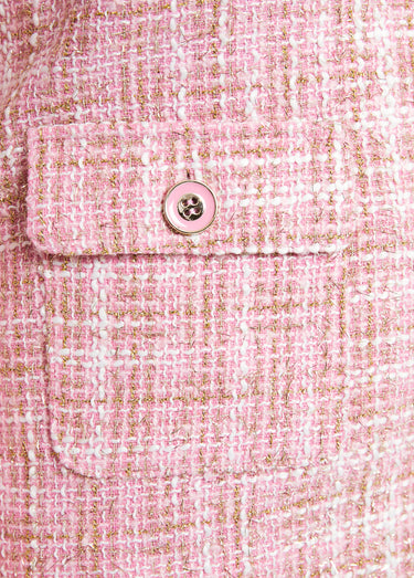 Veste courte sans col tissu effet tweed Rose / doré