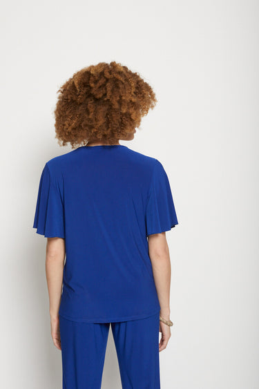 T-shirt court ample finition macramé Uni Bleu