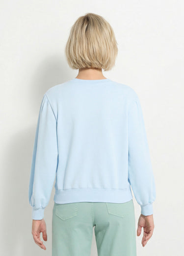 Sweat molleton pur coton brodé ajouré Ciel