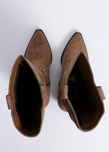 Bottes suédine pointues thème western Taupe