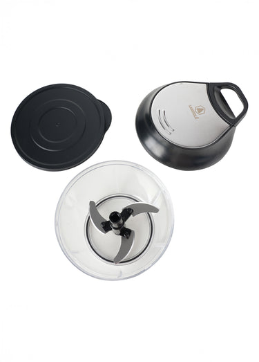 Hachoir mécanique inox + couvercle conservation Noir