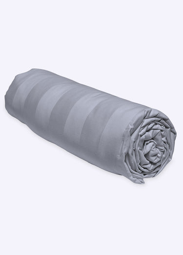 Drap housse satin de coton avec rayures Gris