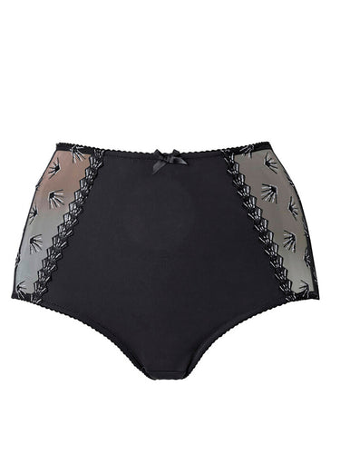 Culotte gainante ventre plat tulle brodé Noir